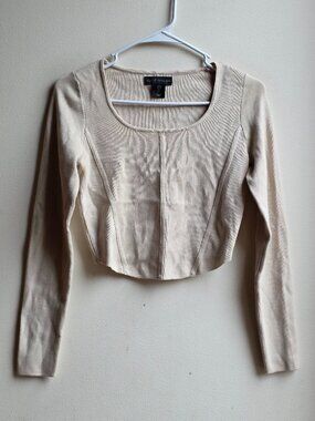 House of Harlow 1960 Gold Wide Scoop Neck Crop Top Size Small
